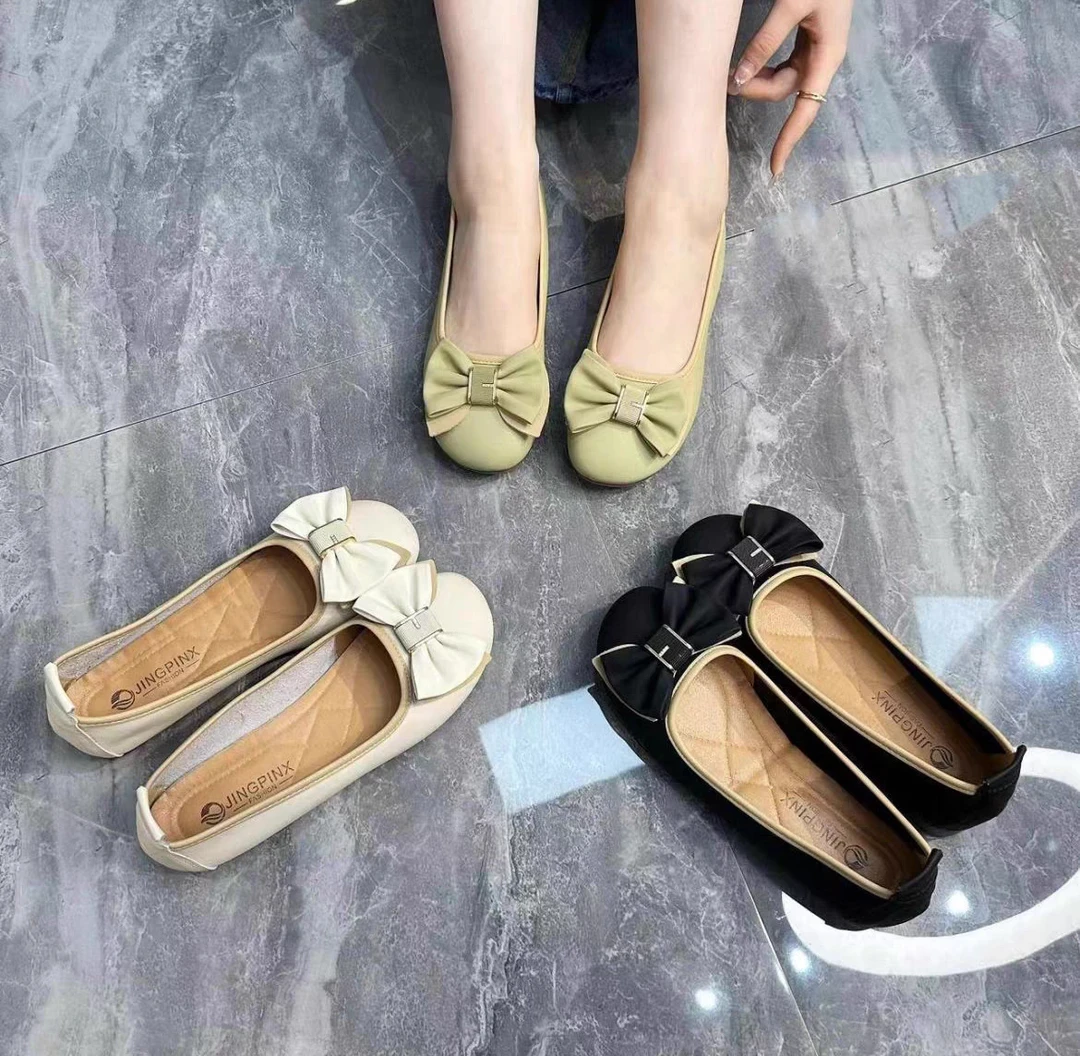 2025时尚女单鞋夏季豆豆鞋浅口气质舒适软底百搭国风春夏透气防滑