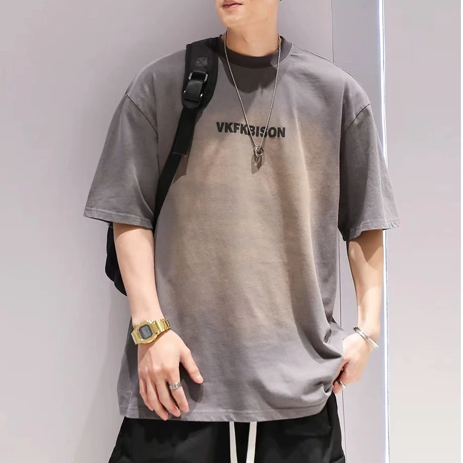 XHAAAAA2025夏季新款青少年短袖潮流男大童设计感百搭圆领T恤