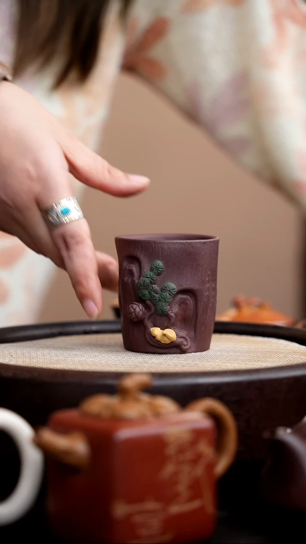 茶壶紫砂紫泥松针主人杯
