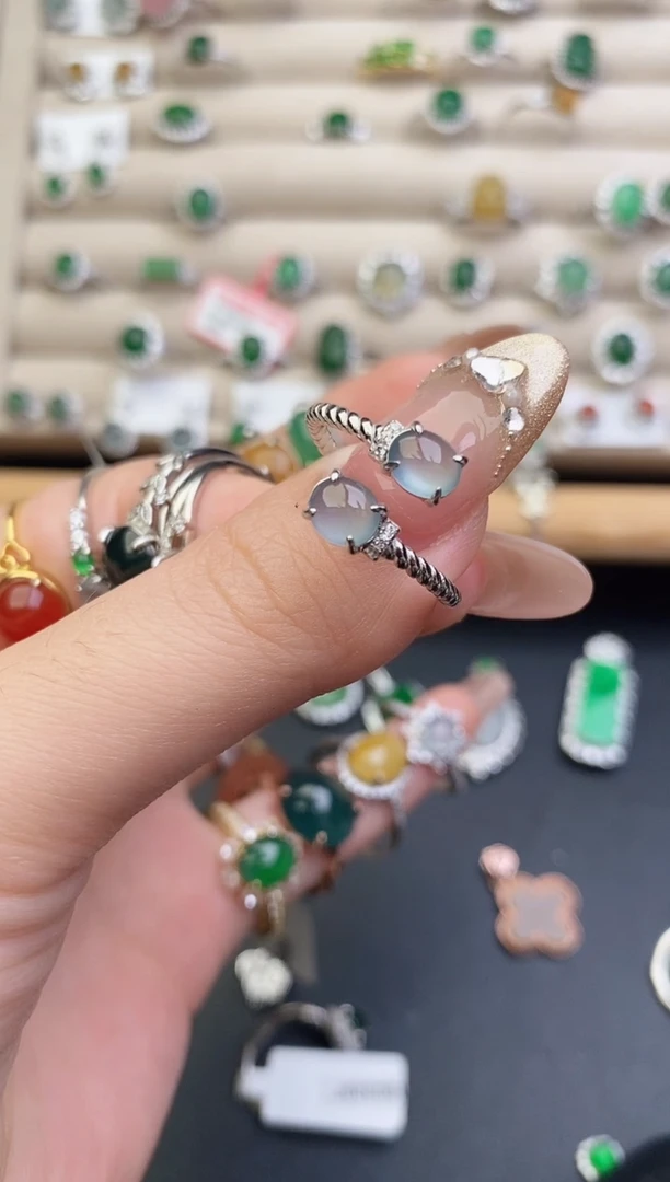 银S925镶嵌戒指翡翠0