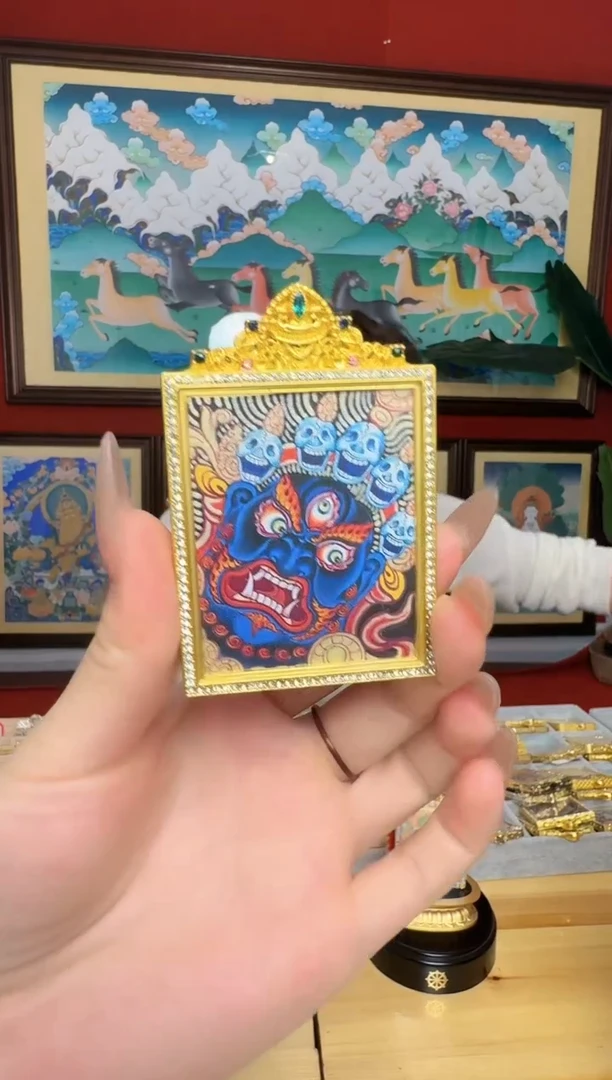 吊坠大黑-热贡纯手绘唐卡