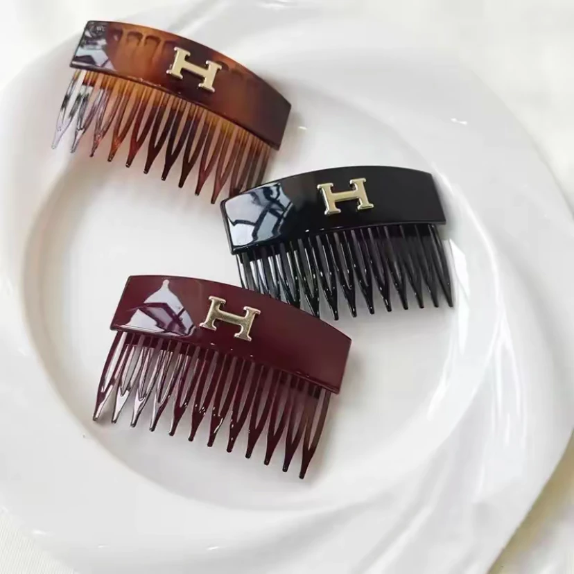 SF韩国新款H字母齿梳简约百搭高级时尚韩式气质韩版发卡网红倒插