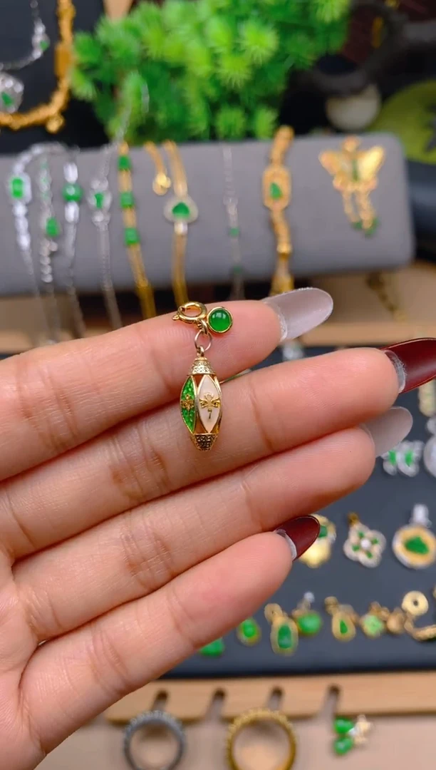 吊坠(不含链)银S925镶嵌翡翠五路财神