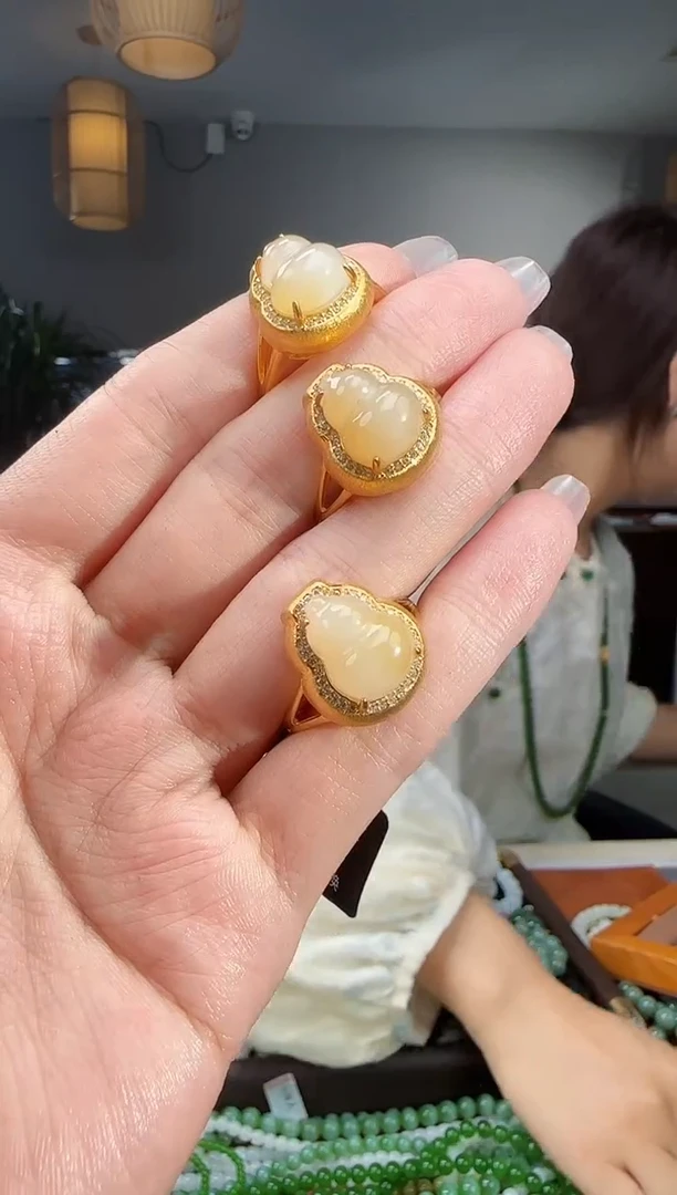 银S925镶嵌戒指和田玉多样性发货 拍一发一