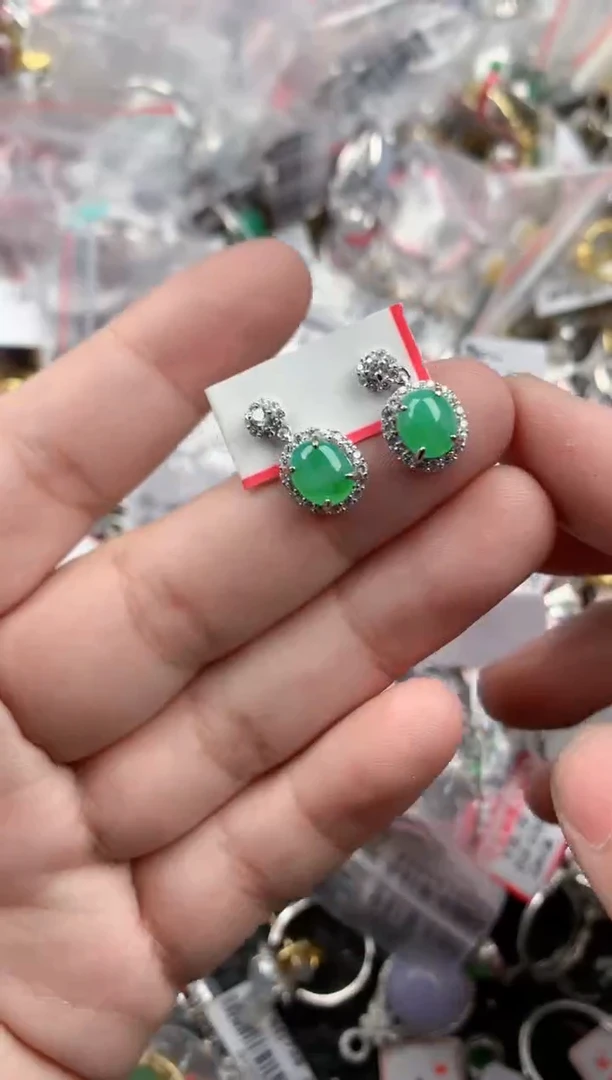 银S925镶嵌戒指翡翠999   9