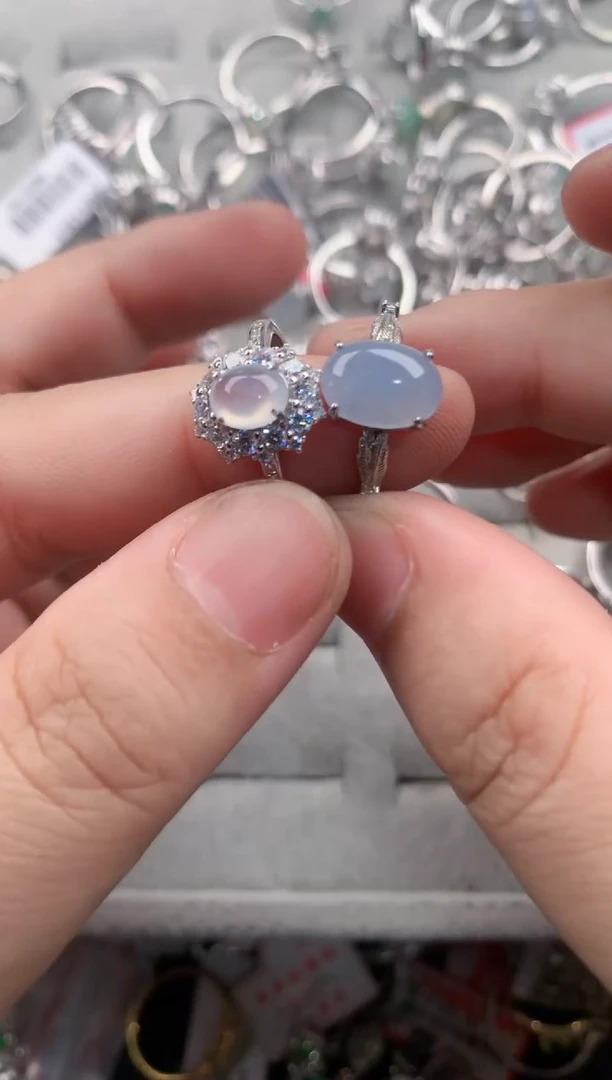 银S925镶嵌戒指翡翠999    1