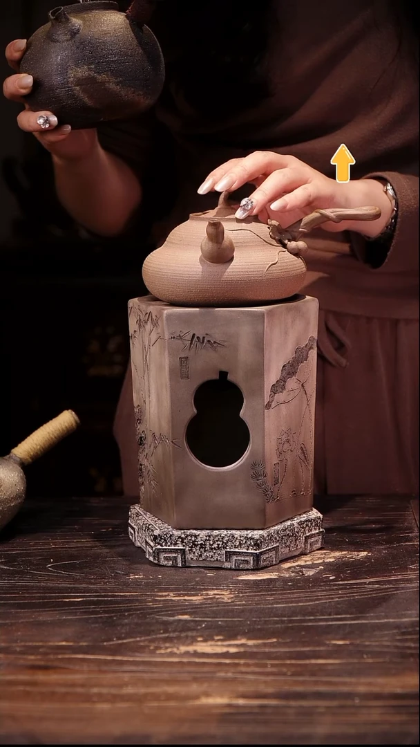 纯手工葫芦侧把加六角雕刻炉