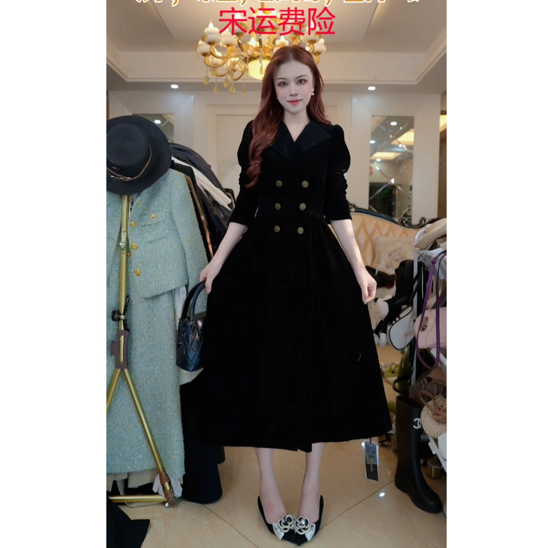 2025新款气质名媛裙子女秋季连衣裙中长裙高腰长袖A41097