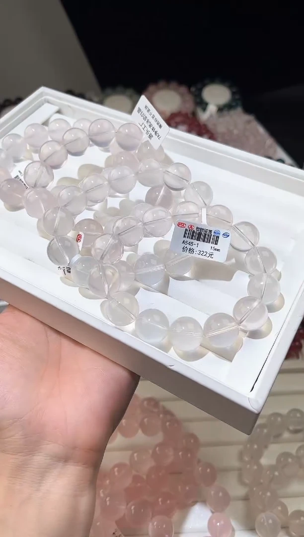 【闪购商品】水晶手链未镶嵌多样性发一奶白15mm