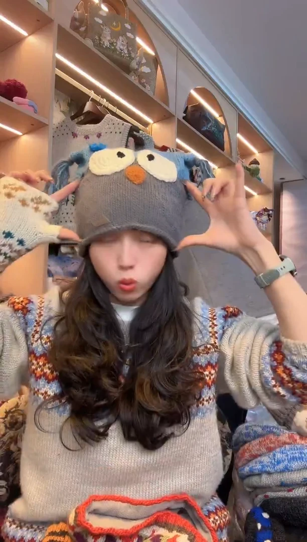 羊毛百羊毛灰蓝色猫头鹰