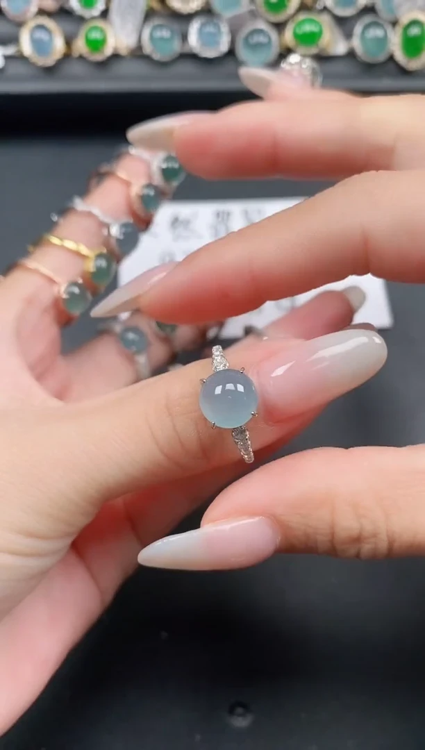 翡翠戒指银S925镶嵌111