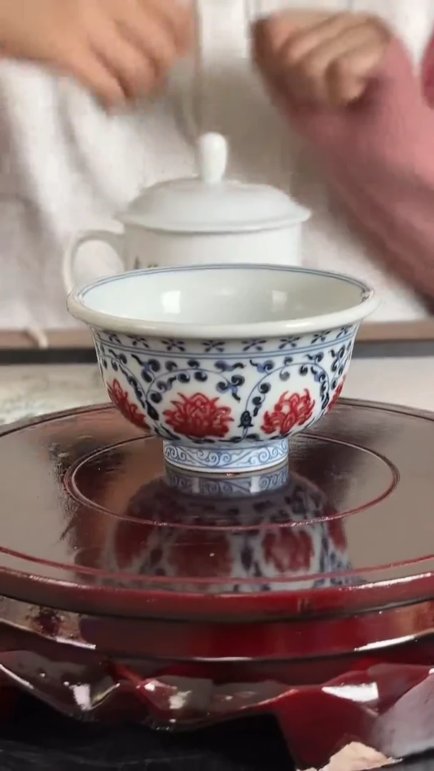 杯子陶瓷九石堂《青花釉里红》压手杯
