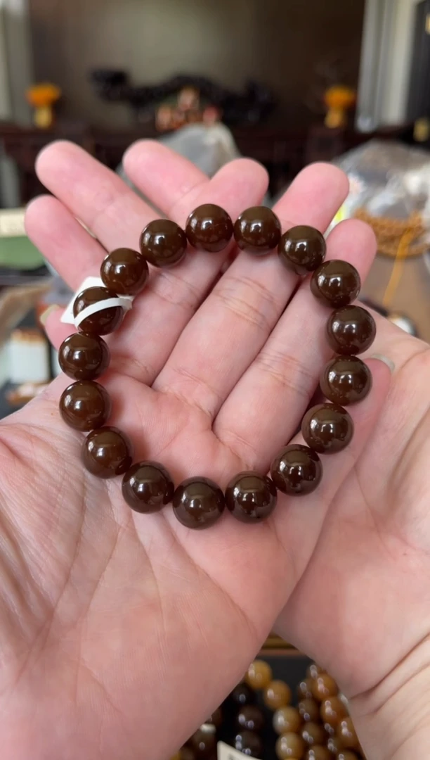 手串未镶嵌和田玉（糖玉）金山红糖12mm单圈手串