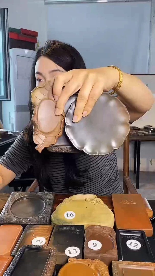 缗*绛州澄泥砚福利万代＋微瑕荷叶＋叶子