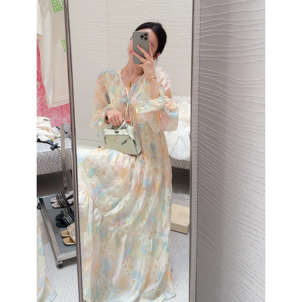 Zwinnie/詹维尼【缤纷一夏】蝴蝶碎花甜美轻奢时尚连衣裙 GHH202416