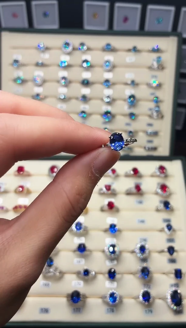 戒指蓝宝石银S925镶嵌1888