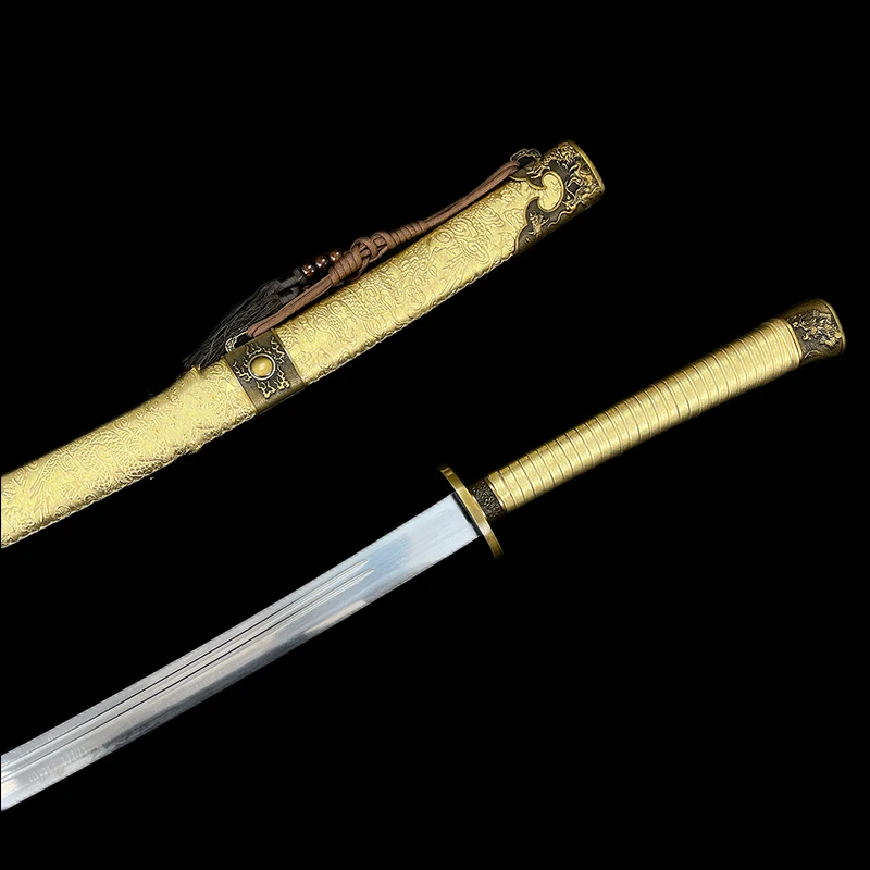 【金耀绣春刀+墨龙】龙泉高锰钢宝剑宝刀 收藏摆件 未开刃 两把