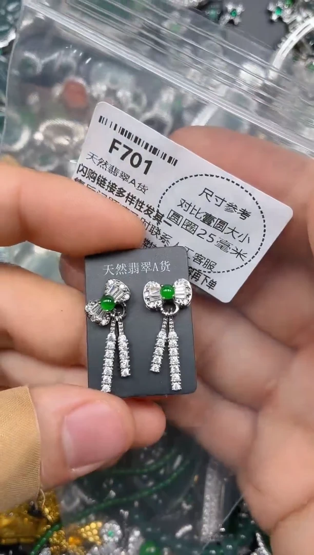 颈饰未镶嵌翡翠F701耳钉