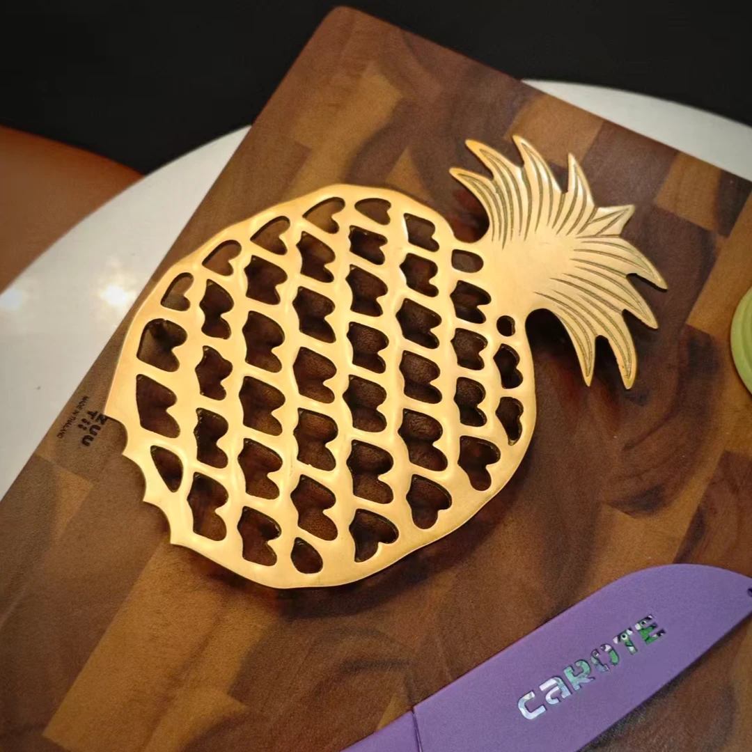 【奇居铜瓷】菠萝黄铜隔热垫轻奢隔热镂空餐垫锅垫#GY