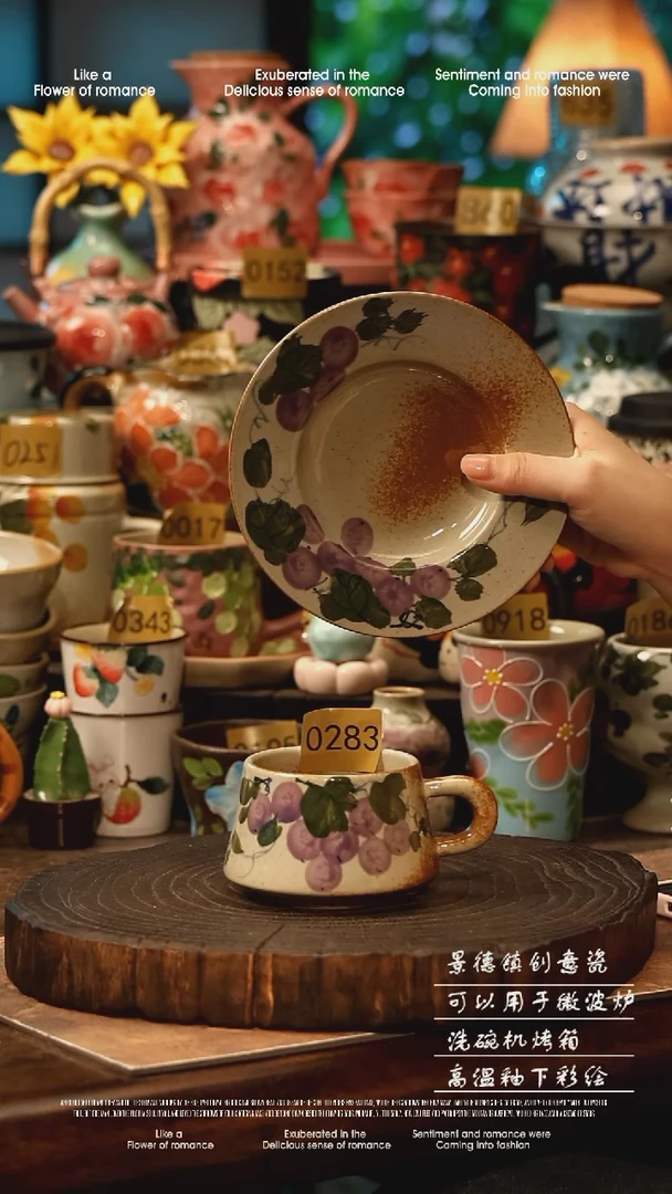 陶瓷景德镇高温釉下彩手工手绘款式@A0283@