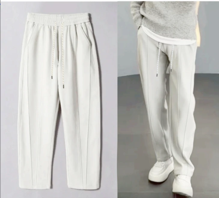 《亿抏男装》秋季新款百搭时尚休闲纯色男女同款休闲裤