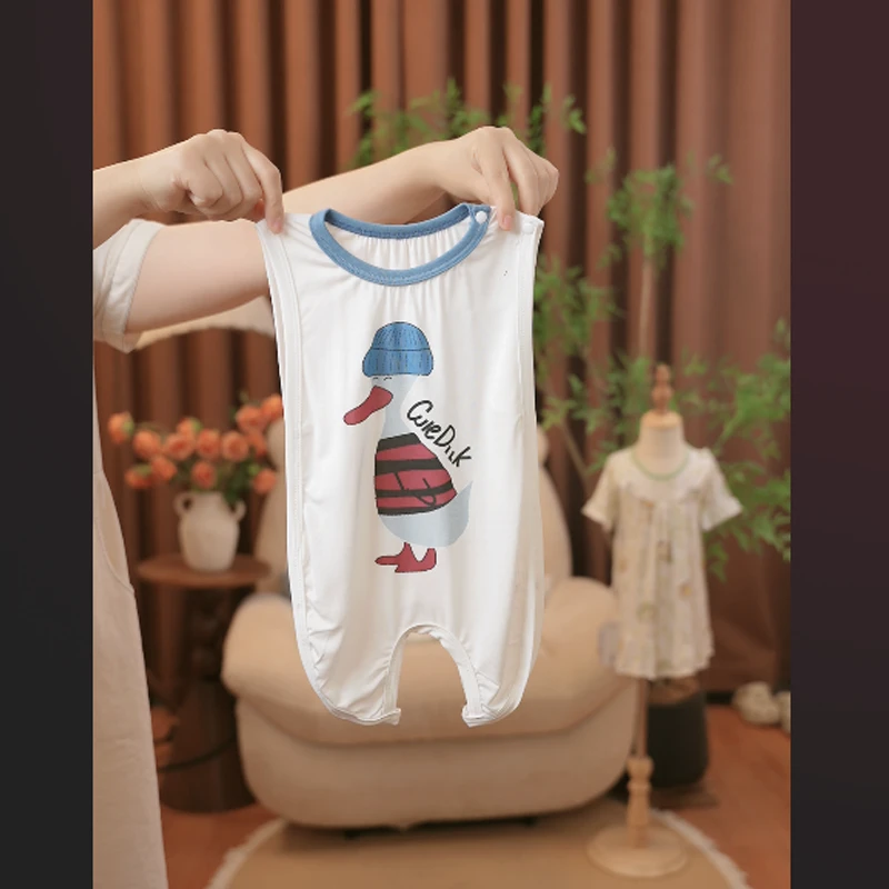 【优贝奇季】可爱卡通婴幼儿琵琶衣连身衣宝宝夏季薄款哈衣爬服无骨