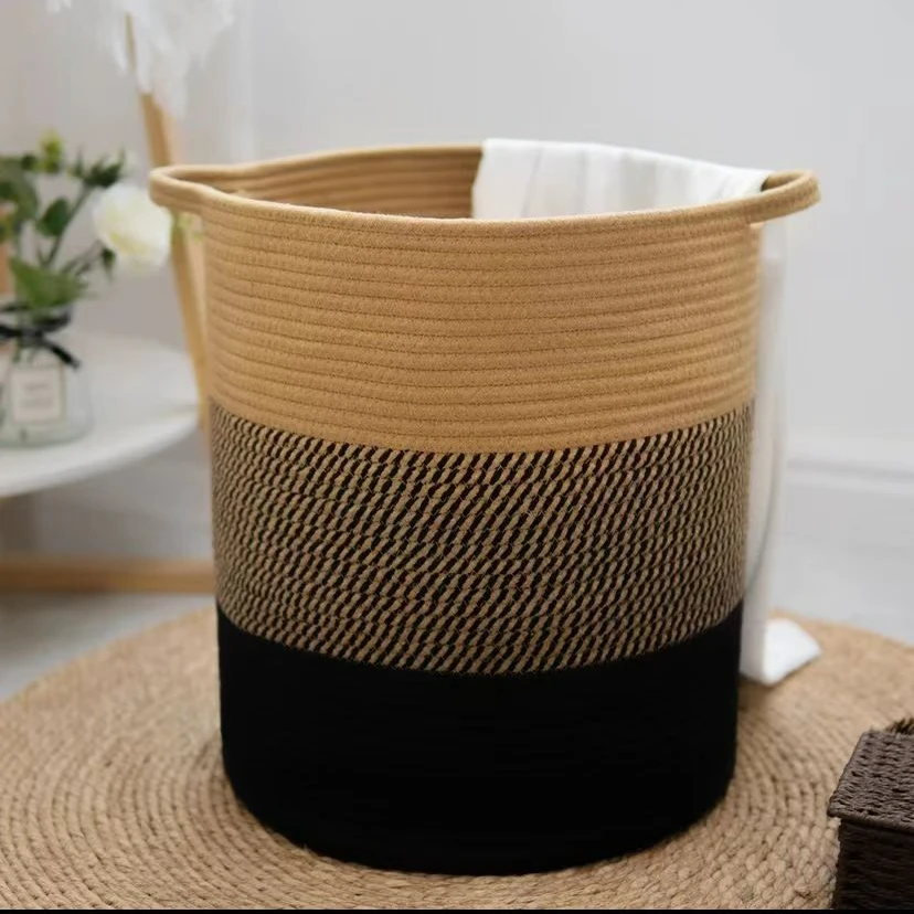 【美单出口】美拉德棉绳编织特大号脏衣筐收纳多功能收纳家用脏衣篓