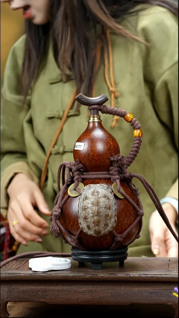 YQ177复古网兜款天然酒葫芦（一物一拍）