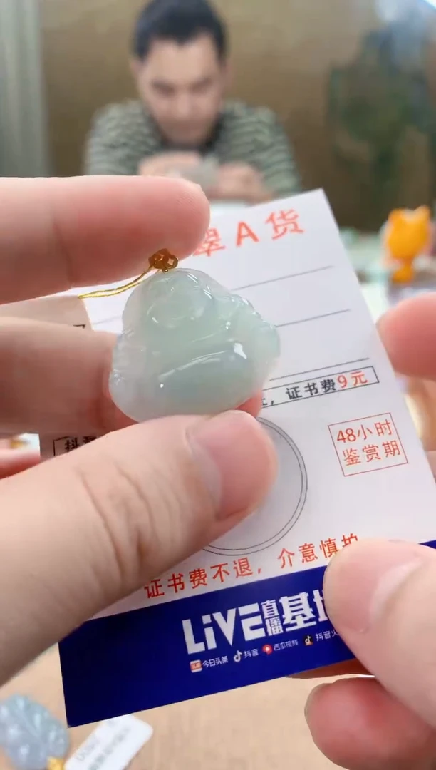 颈饰18K金镶嵌翡翠天然A货翡翠挂件