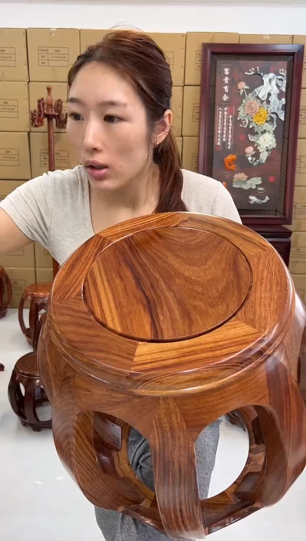 花梨木类家具亚花梨原木色大号鼓凳四张