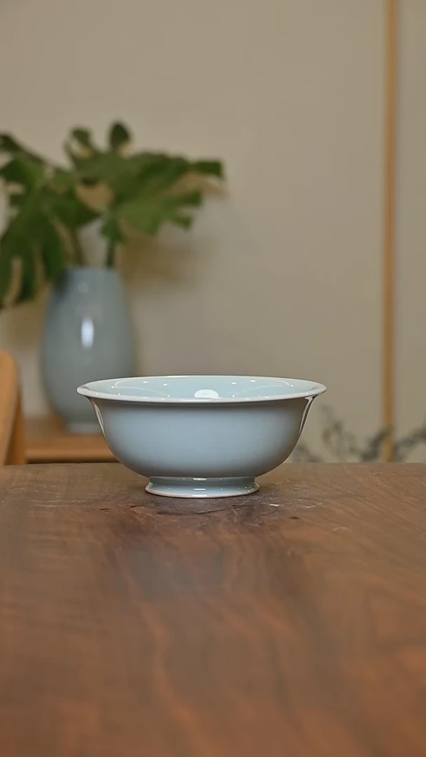 碗14CM 天青 微瑕 朱家汝窑款
