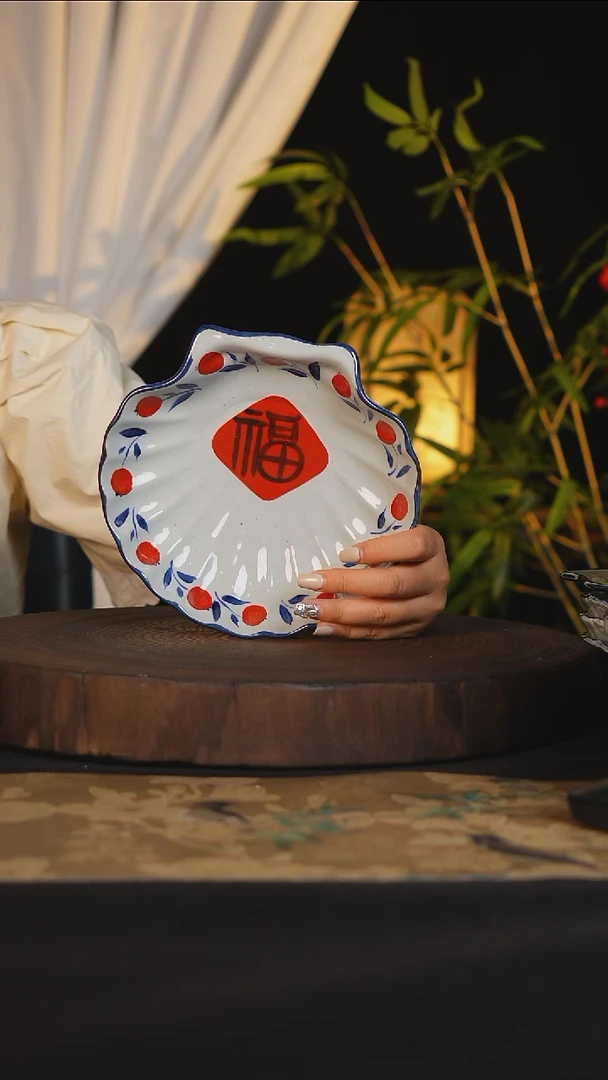 盘景德镇手工手绘高温陶瓷可进蒸箱烤箱洗碗机