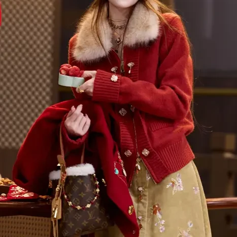 1月11号上新【岁岁无忧 红色】毛织衫汉服