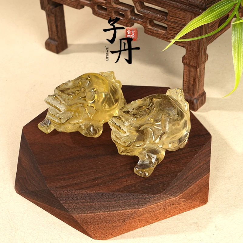 【子丹水 晶】黄晶龙龟摆件(多样性发/发一个)C2-144