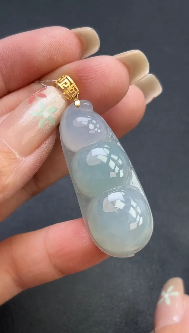 颈饰18K金镶嵌翡翠YM27 豆子