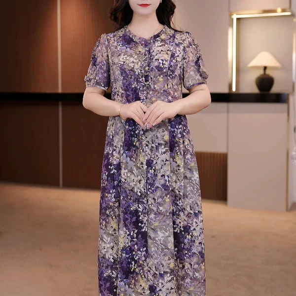 夏季新款大码女装连衣裙收腰显瘦抗皱吸汗 [D] FY-639