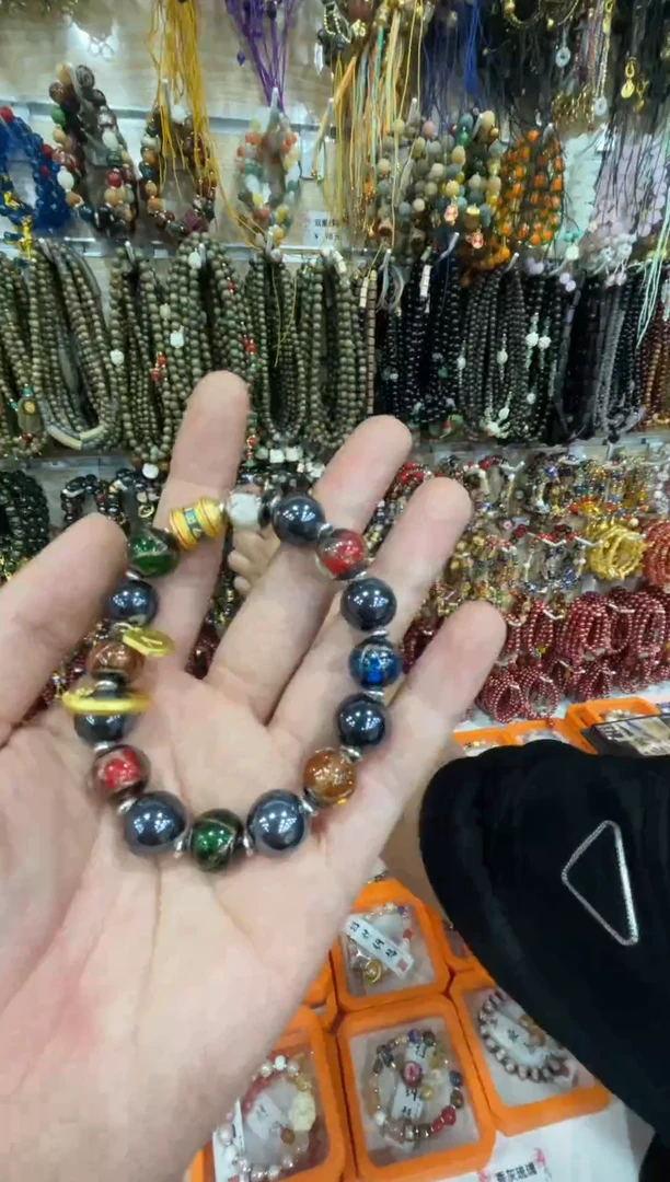 五台山直发香灰琉璃手串（跑环，转转）男款