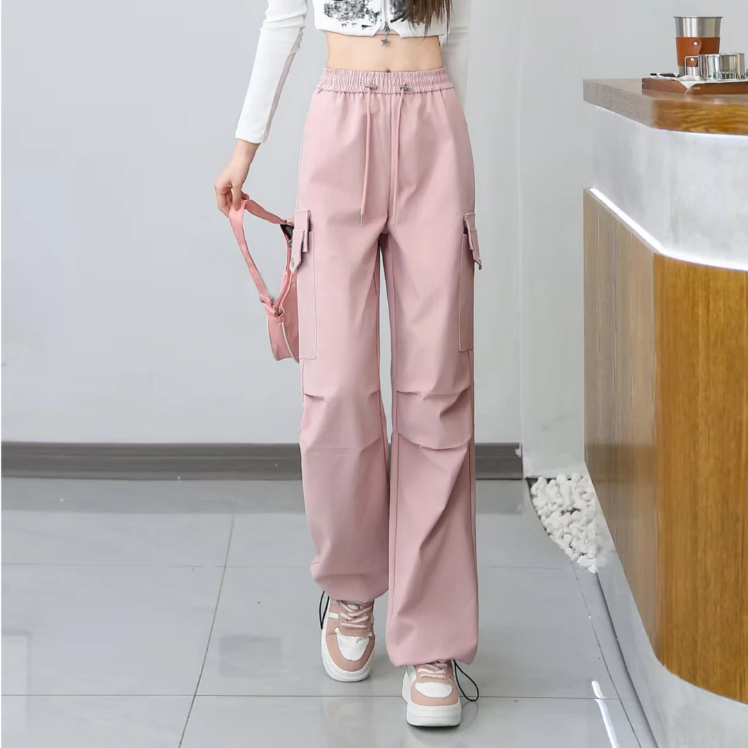 1801美式阔腿工装裤女春季显瘦2025新款宽松束脚运动休闲裤子