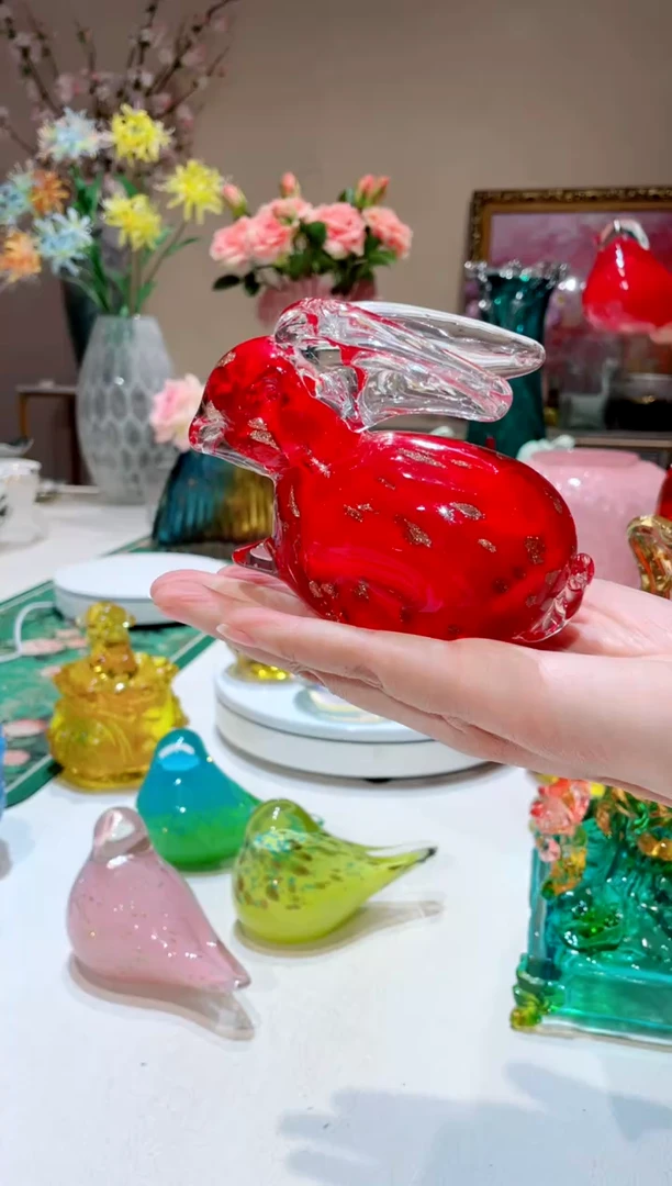 【闪购商品】琉璃手工艺品红色兔子