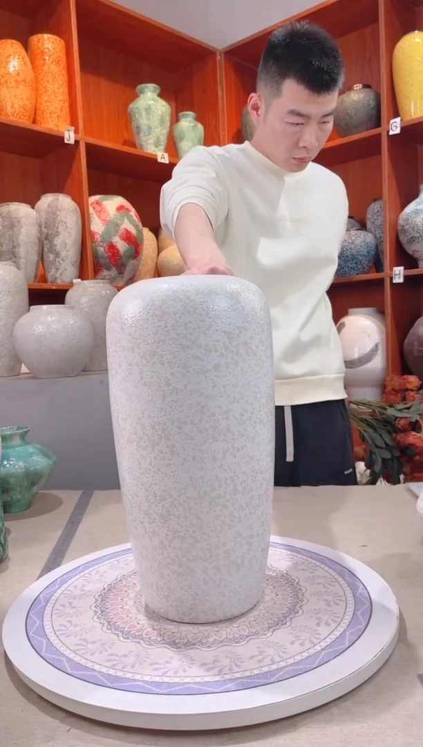 【闪购商品】瓶茶白40cm落地陶瓷花瓶 无花
