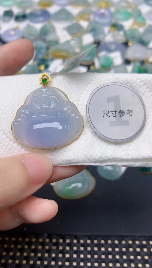 颈饰18K金镶嵌翡翠天然缅甸A货翡翠