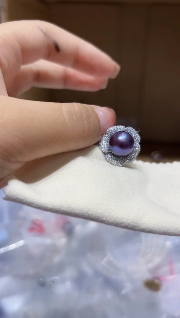 银S925镶嵌淡水珍珠吊坠33