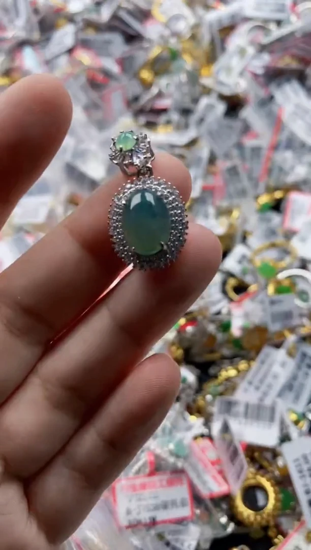 翡翠戒指银S925镶嵌3333---10