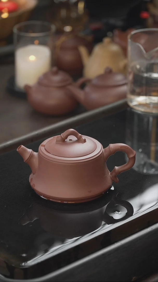 茶壶紫砂14 竹节壶 紫泥 170cc