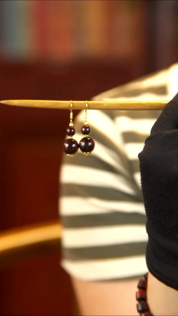 降真香耳饰海南红降土埋玉化料耳环