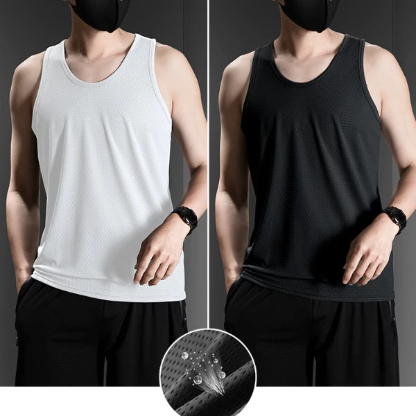 【新款冰丝背心】清凉感冰爽透气运动网眼休闲春夏季速干弹力男背心