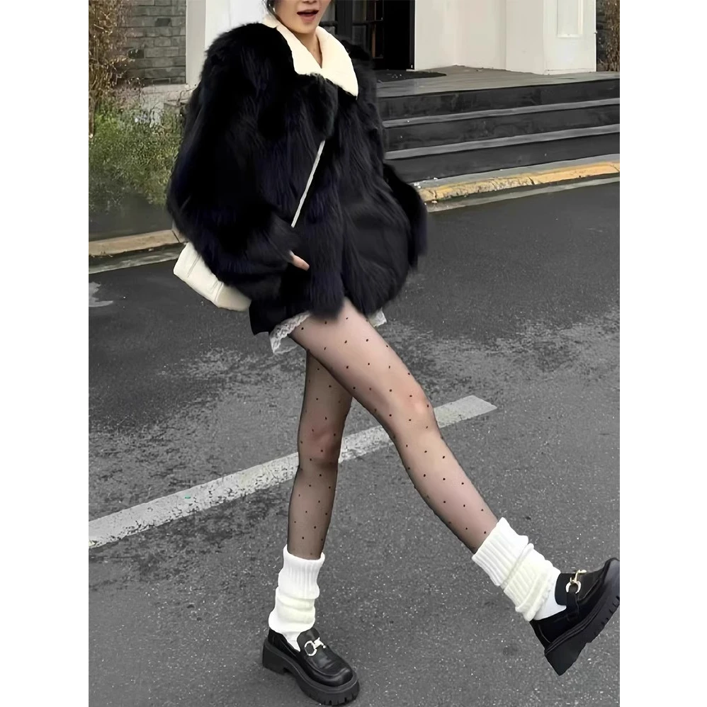 波点黑丝光腿神器女春秋2025新款黑透肤打底裤假透肉波点连裤袜子