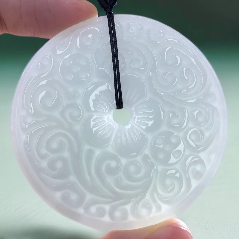 八七珠宝翡翠雕花平安扣 多样性发一件 天然A货翡翠