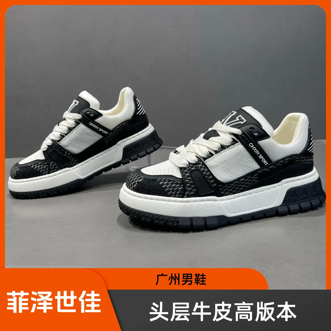 ro厚底板鞋皮鞋鞋子男士男款爆款新款痞帅潮男鞋子男鞋头层牛皮