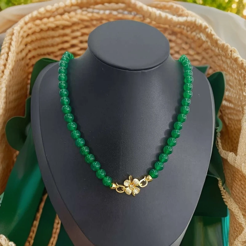 TL339-2-B0    时尚百搭 冰冰透透绿塔链妈妈链珠链 多样性发其一